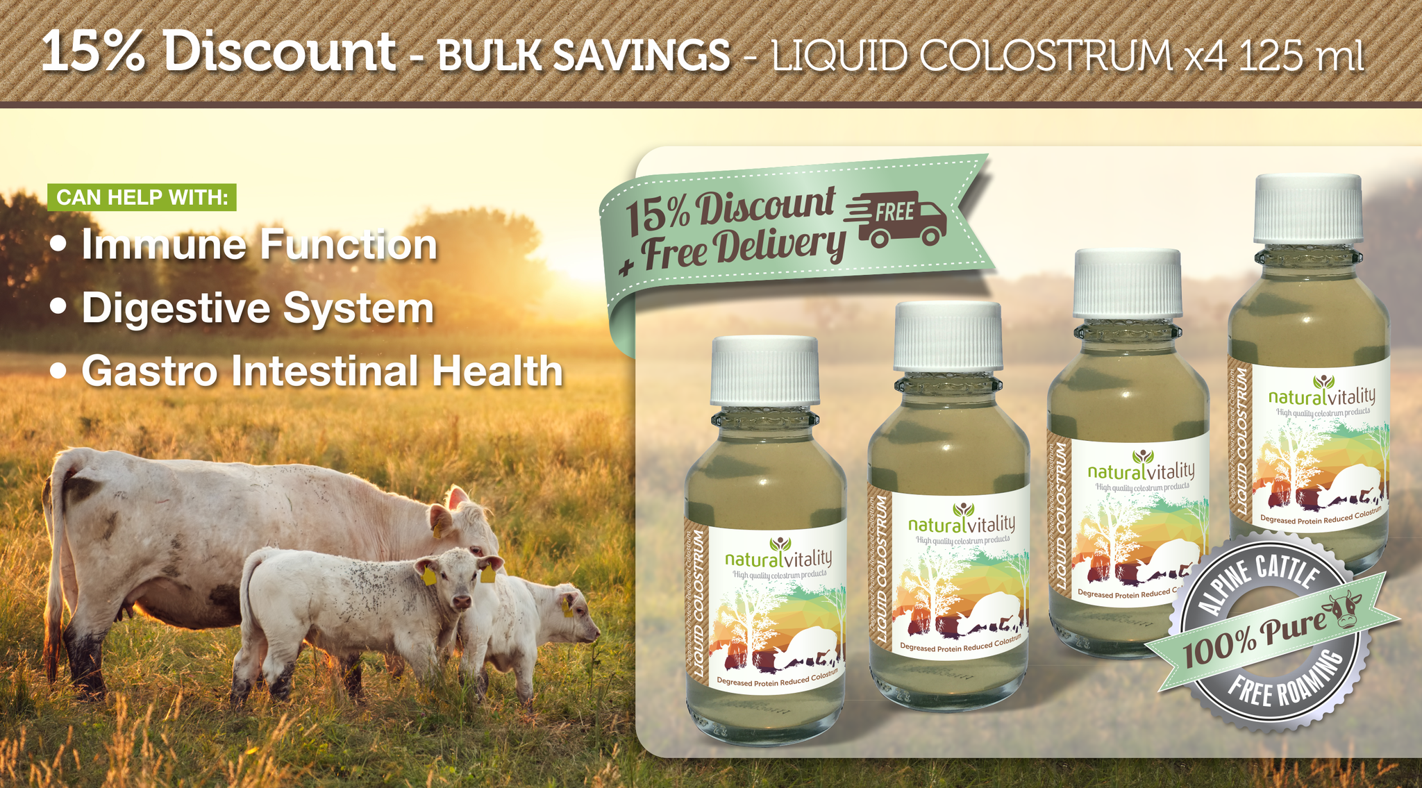 Bulk Discount on Liquid Colostrum by Natural Vitality
